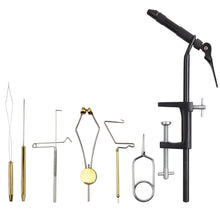 Charger l&#39;image dans la galerie, Steel Fly Tying Vise with C-Clamp Brass rotary whin finisher bobbin thread holder set for fly fishing hook tying tools
