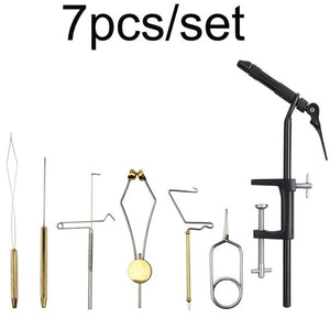 Steel Fly Tying Vise with C-Clamp Brass rotary whin finisher bobbin thread holder set for fly fishing hook tying tools