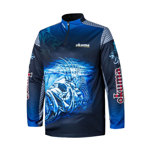 Original OKUMA Fishing Clothes Fishing Shirt Fishing Jerseys Breathable Sweat-absorbing Sunscreen Outdoor Sport
