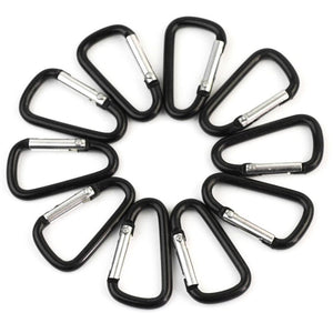 10pcs Black Aluminum Alloy D Carabiner Outdoor Spring Snap Clip Hooks Keychain Climbing Camping Hiking Quickdraws