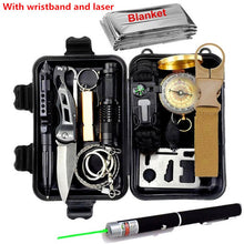 Charger l&#39;image dans la galerie, Survival kit set military outdoor travel mini camping tools aid kit emergency multifunct survive Wristband whistle blanket knife
