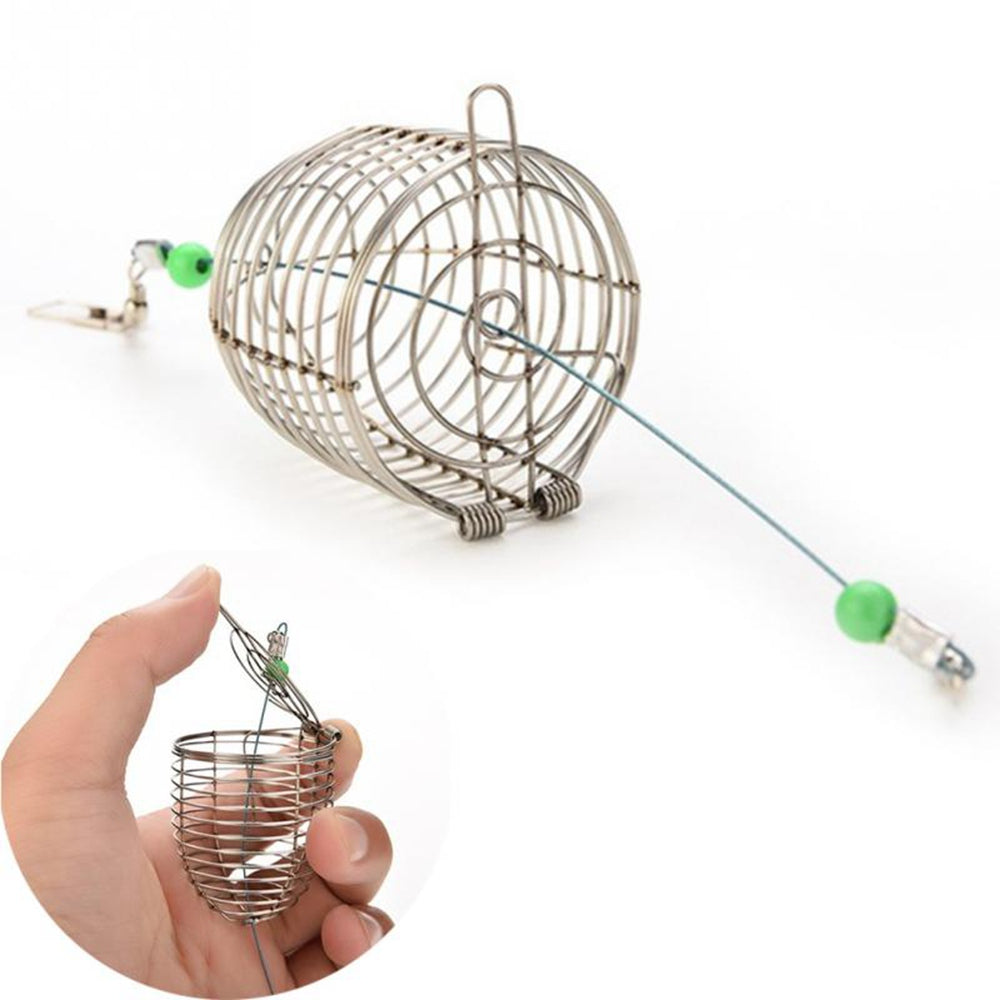 1 Pcs 4.5*5.7cm/4*4.6cm/3.4*3.6cm Fish Small Stainless Steel Bait Cage Basket Feeder HolderFishing Lure Cage Fishing Accessories